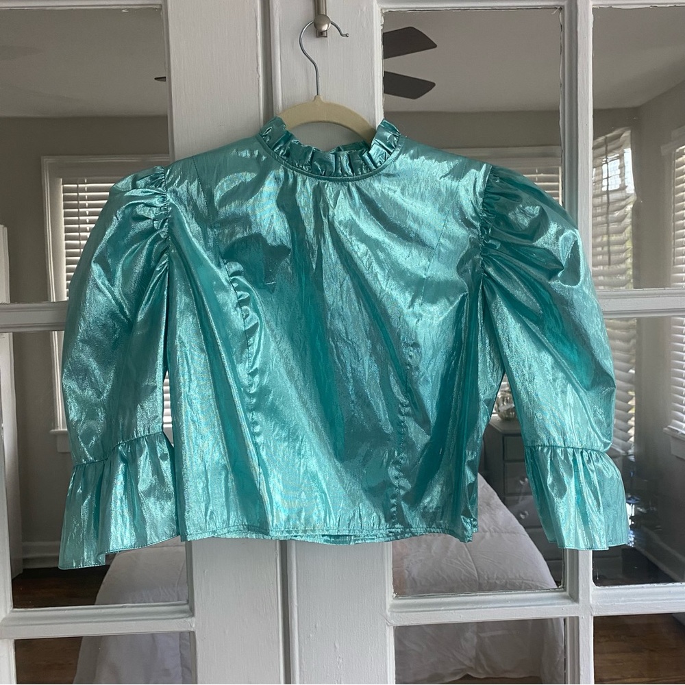 Blue Metallic Top